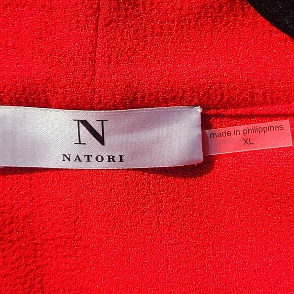 Natori XL Red Black Faux Leather Dragon Kimono Duster  No Belt 937 - Picture 4 of 8